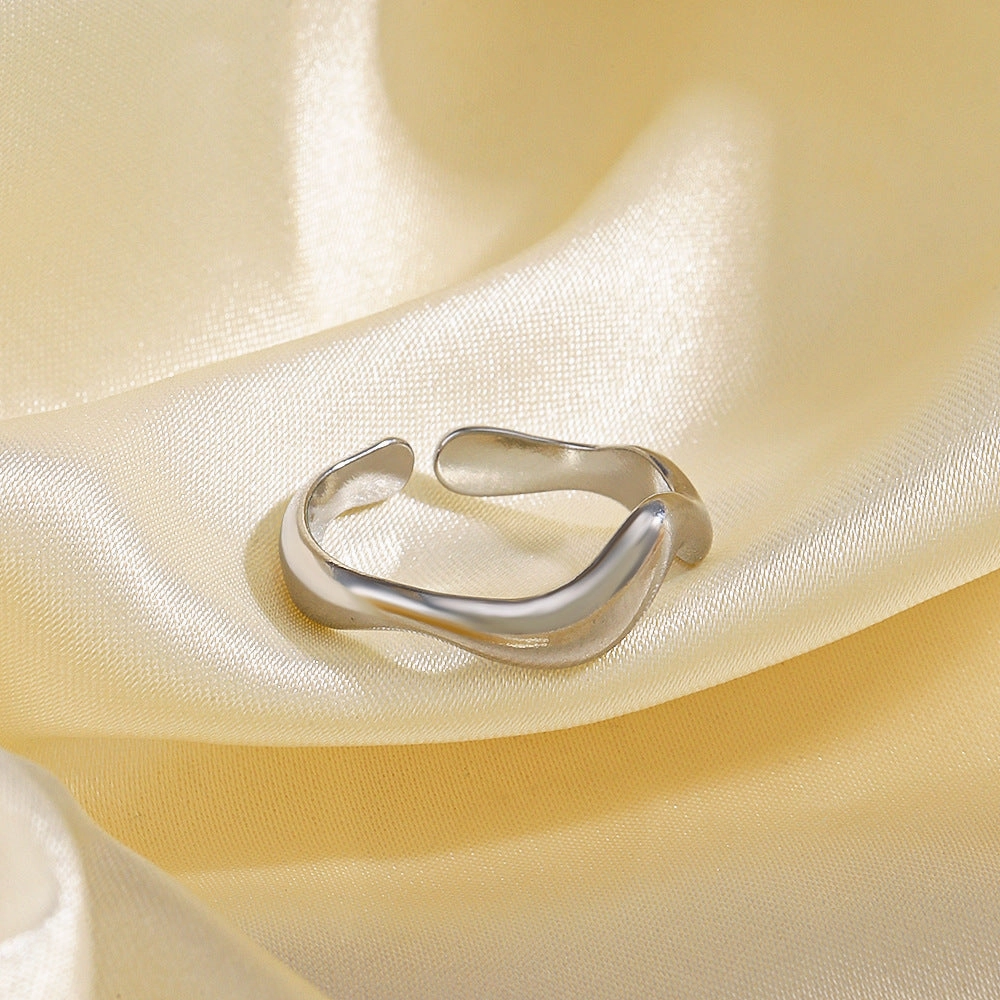 Wholesale Stainless Steel Irregular Shaped Adjustable Gold Plated Ring