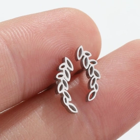 Wholesale Stainless Steel Leaves Ear Studs Earrings