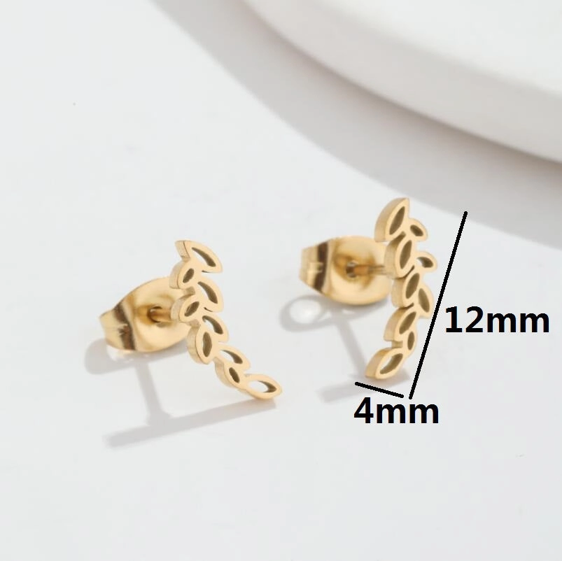 Wholesale Stainless Steel Leaves Ear Studs Earrings