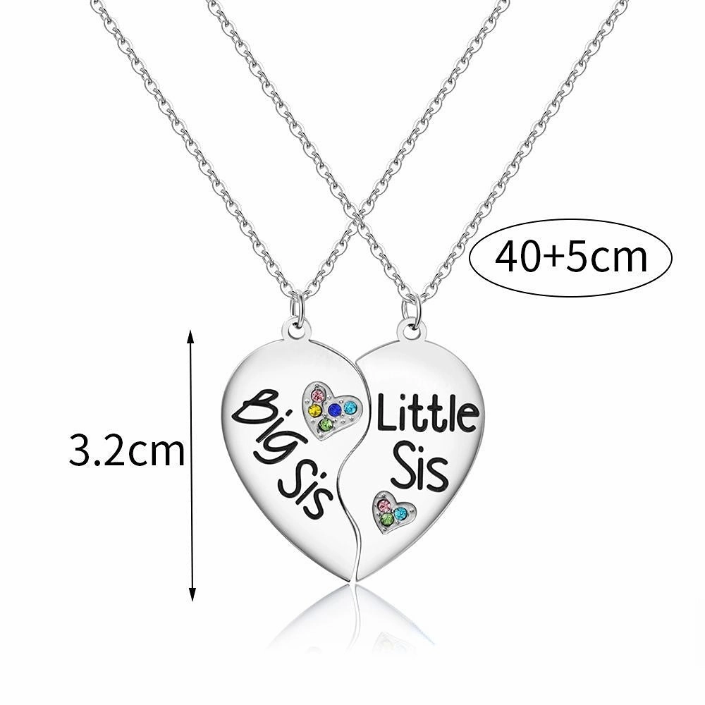 Wholesale Stainless Steel Lettering Heart Necklaces 2-Pack