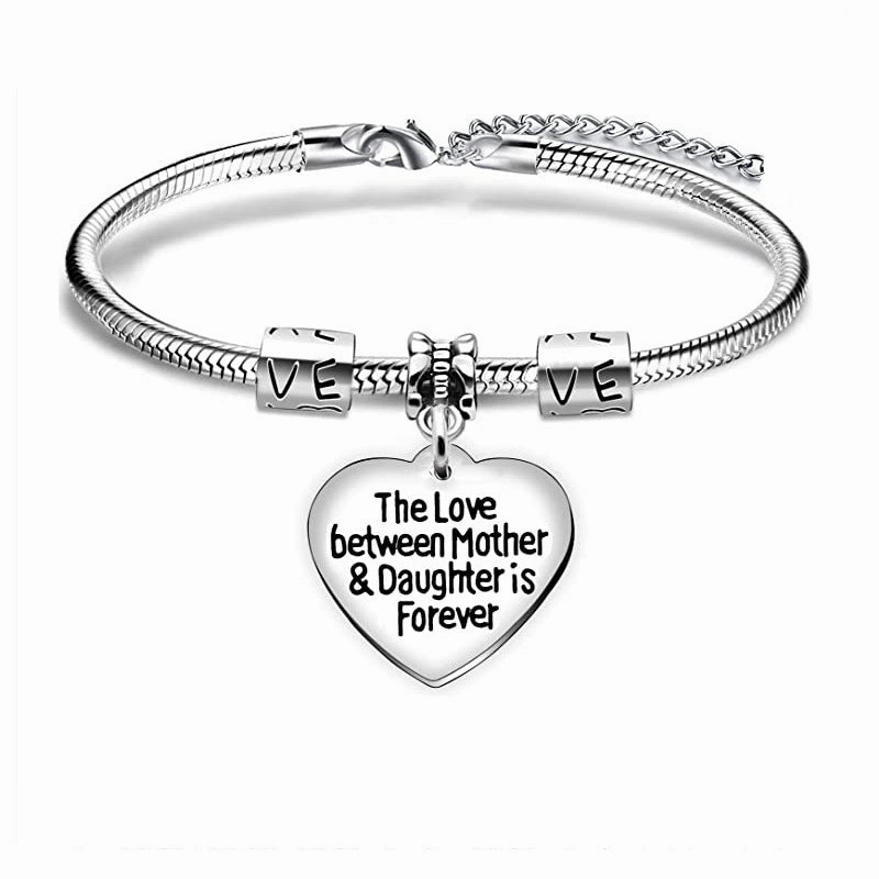 Wholesale Stainless Steel Lettering Heart Pendant Bracelet