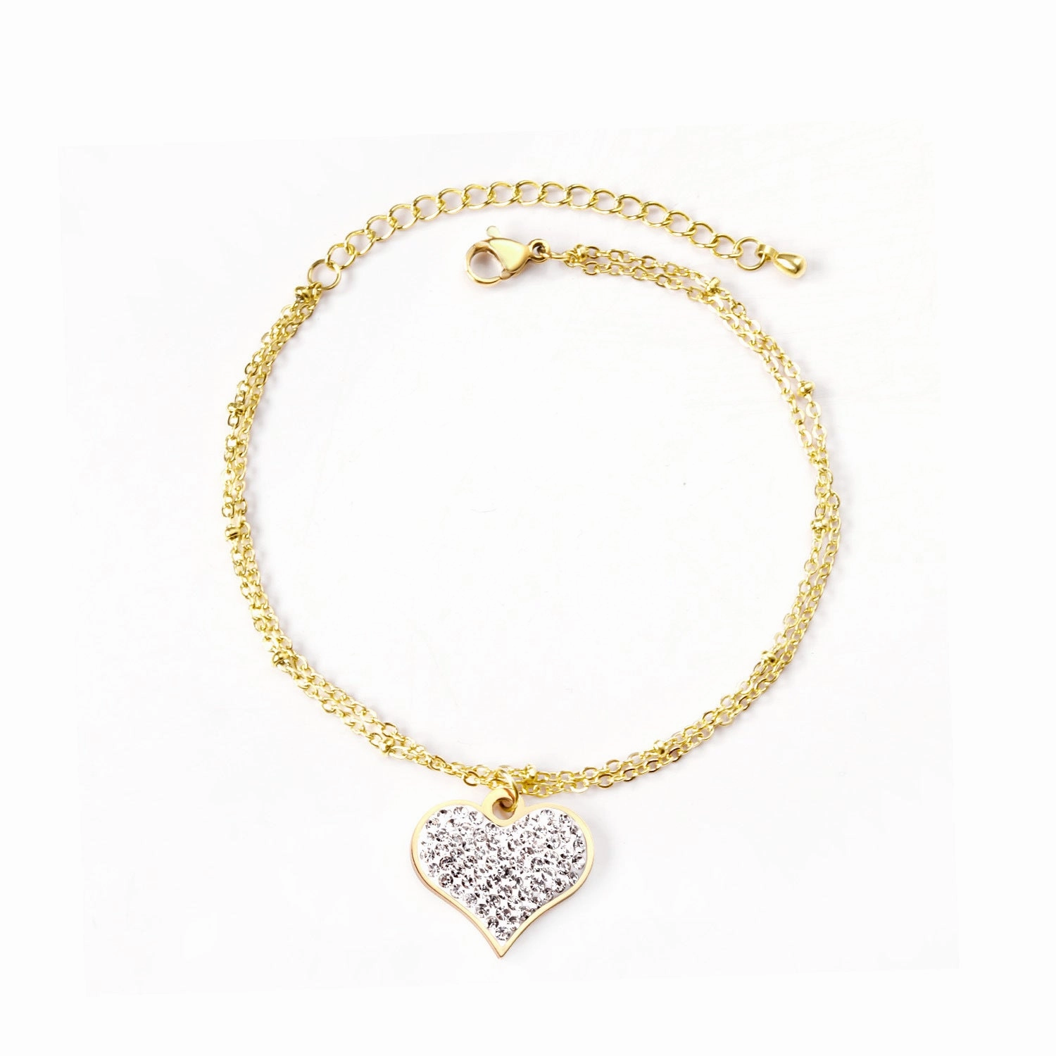 Wholesale Stainless Steel Love Circular Geometric Shell Double Layer Bracelet