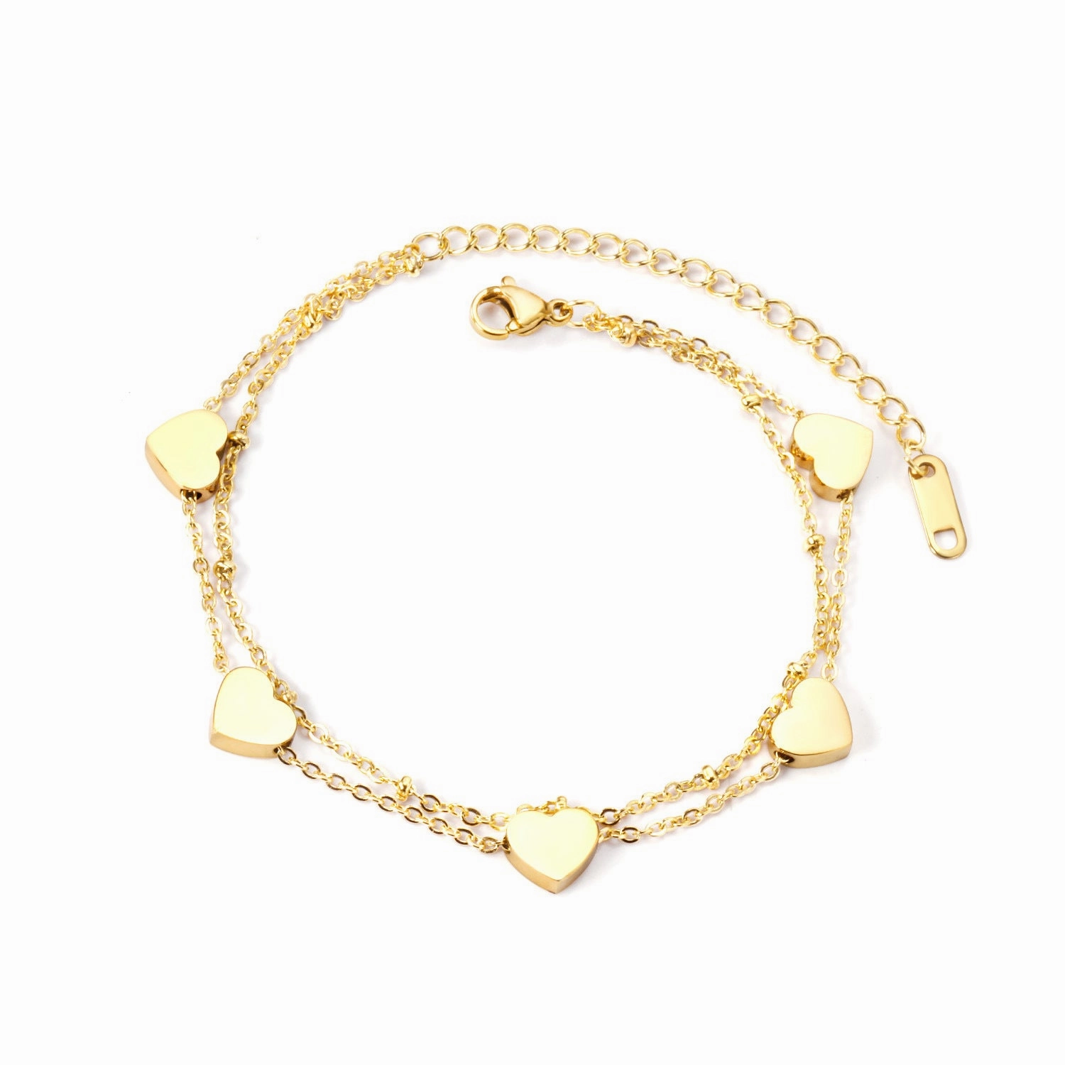 Wholesale Stainless Steel Love Circular Geometric Shell Double Layer Bracelet