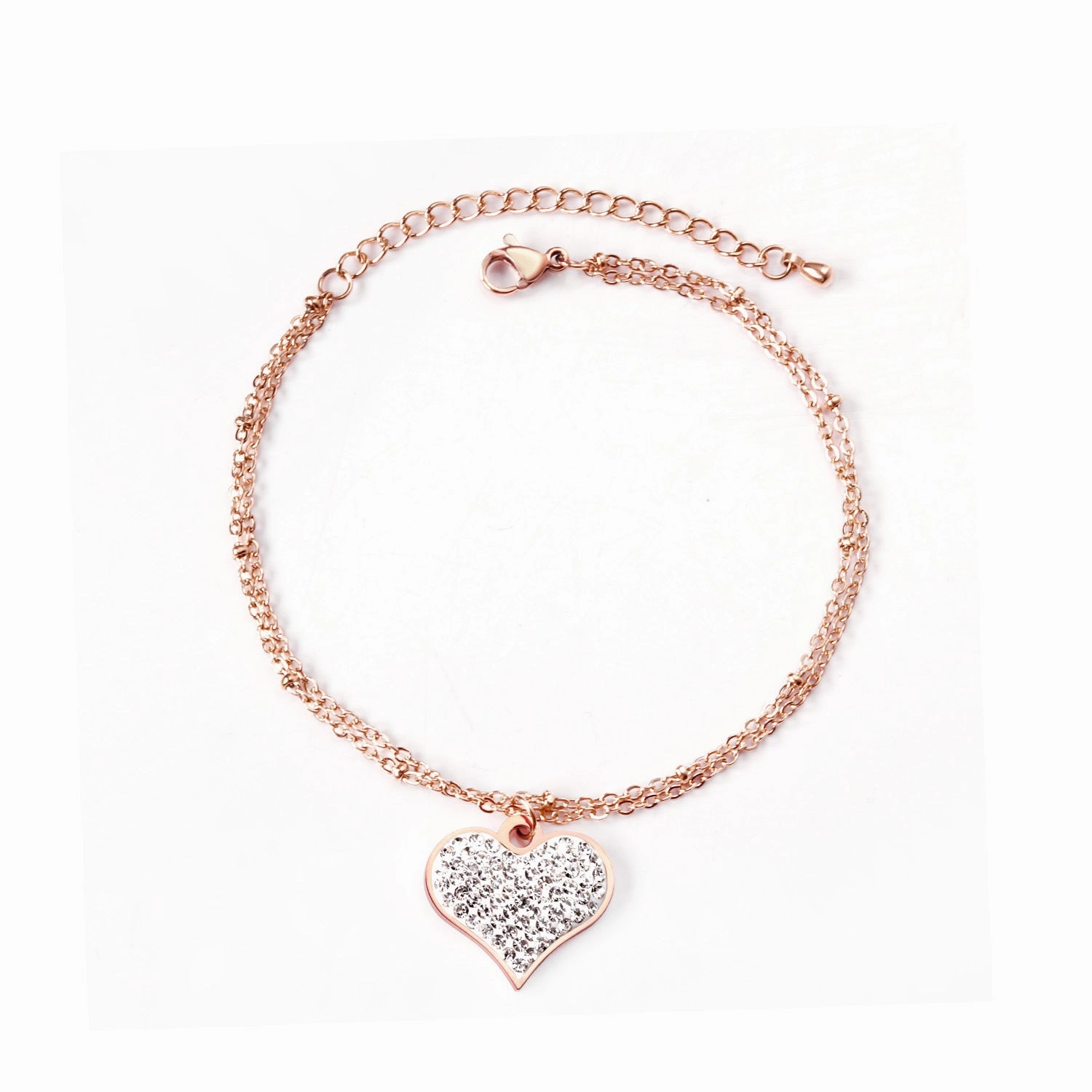 Wholesale Stainless Steel Love Circular Geometric Shell Double Layer Bracelet