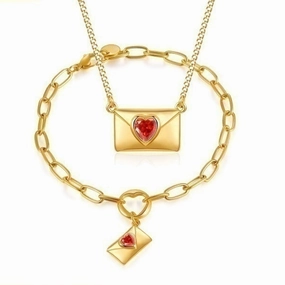 Wholesale Stainless Steel Love Envelope Pendant Necklace Set