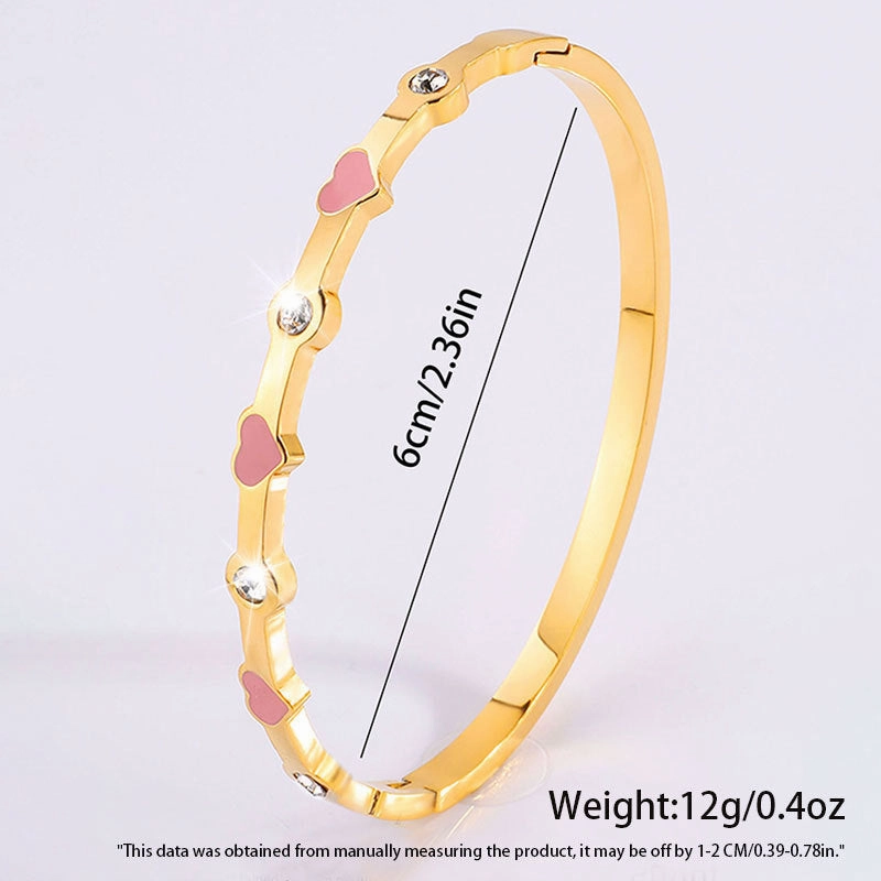 Wholesale Stainless Steel Love Heart Four Rhinestones Titanium Steel Bracelet