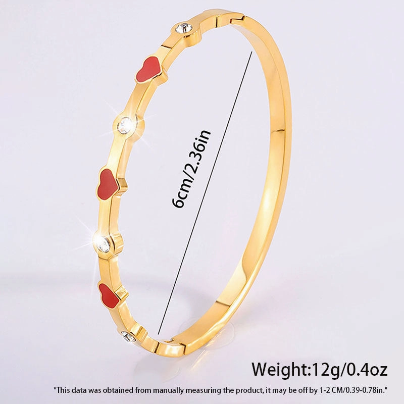 Wholesale Stainless Steel Love Heart Four Rhinestones Titanium Steel Bracelet