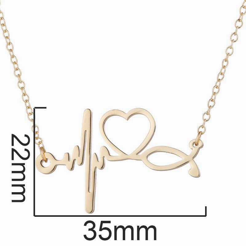 Wholesale Stainless Steel Love Heartbeat Electrocardiogram Necklace Clavicle Chain