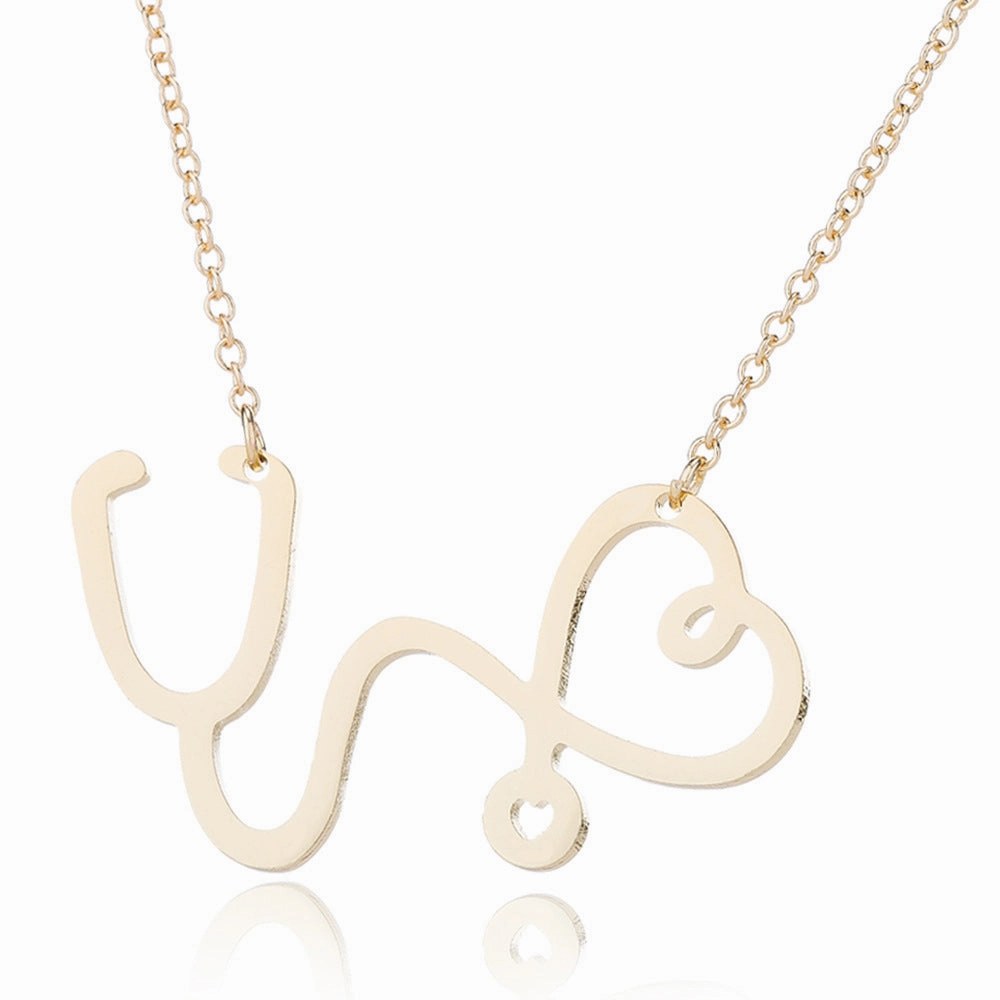 Wholesale Stainless Steel Love Heartbeat Electrocardiogram Necklace Clavicle Chain