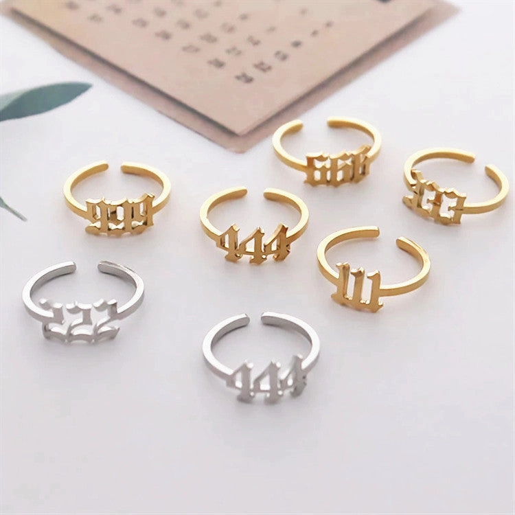 Wholesale Stainless Steel Lucky Number Rings