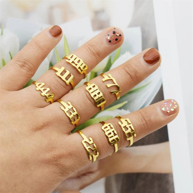 Wholesale Stainless Steel Lucky Number Rings