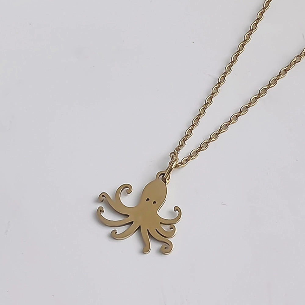 Wholesale Stainless Steel Marine Series 18K Gold Fishtail Dolphin Necklace Clavicle Chain
