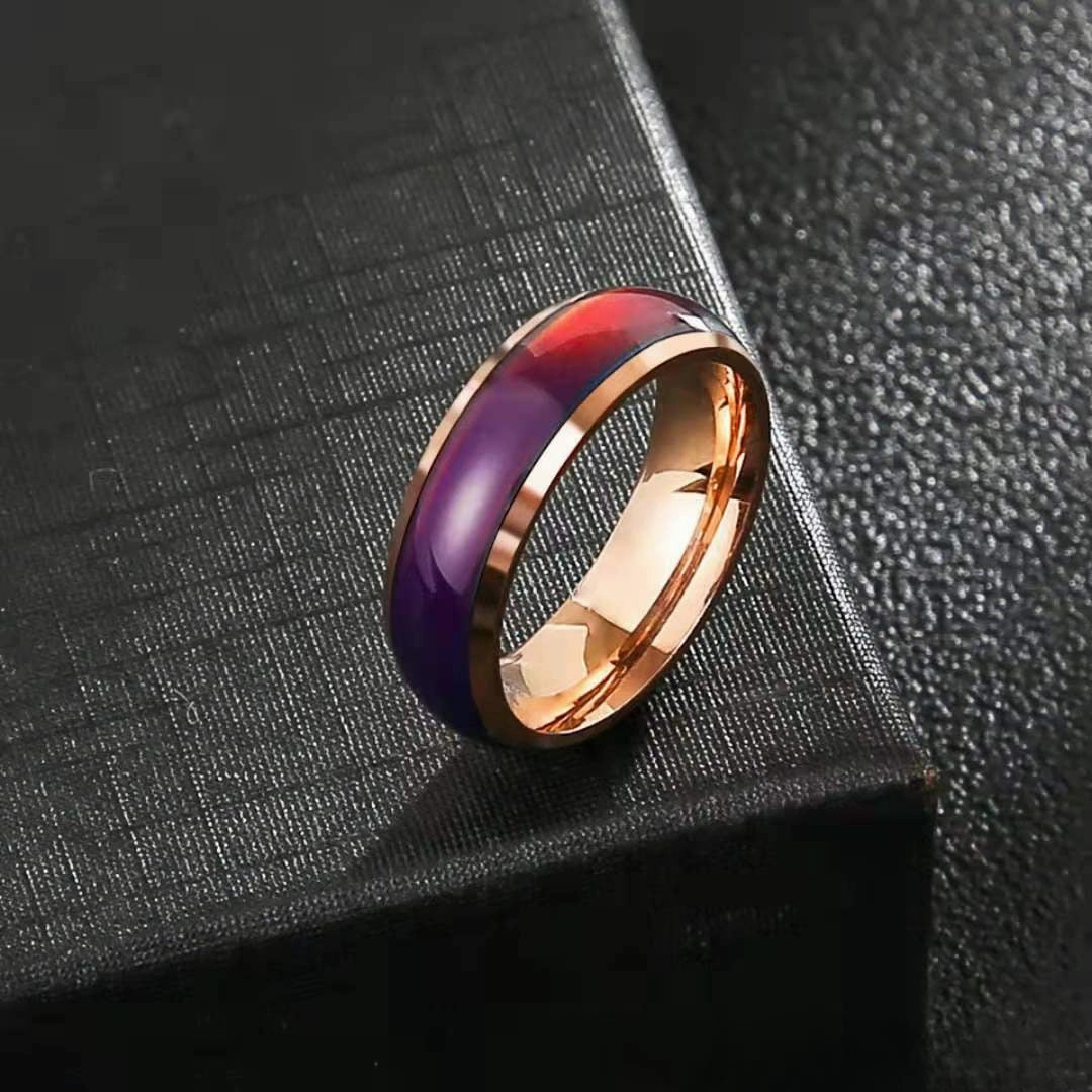 Wholesale Stainless Steel Men's Hip Hop Titanium Steel Thermochromic Finger Ring Retro Ring