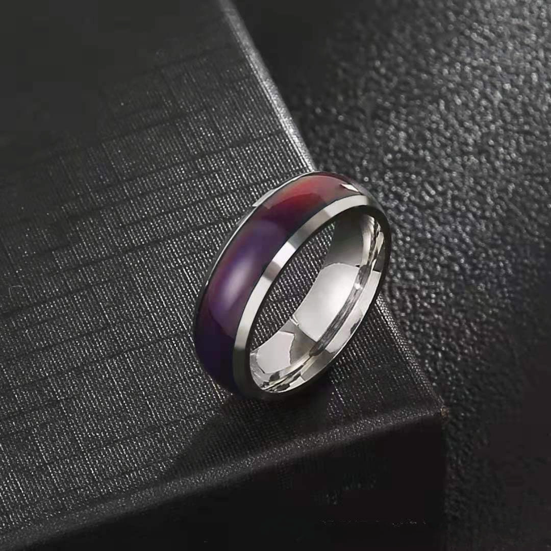 Wholesale Stainless Steel Men's Hip Hop Titanium Steel Thermochromic Finger Ring Retro Ring