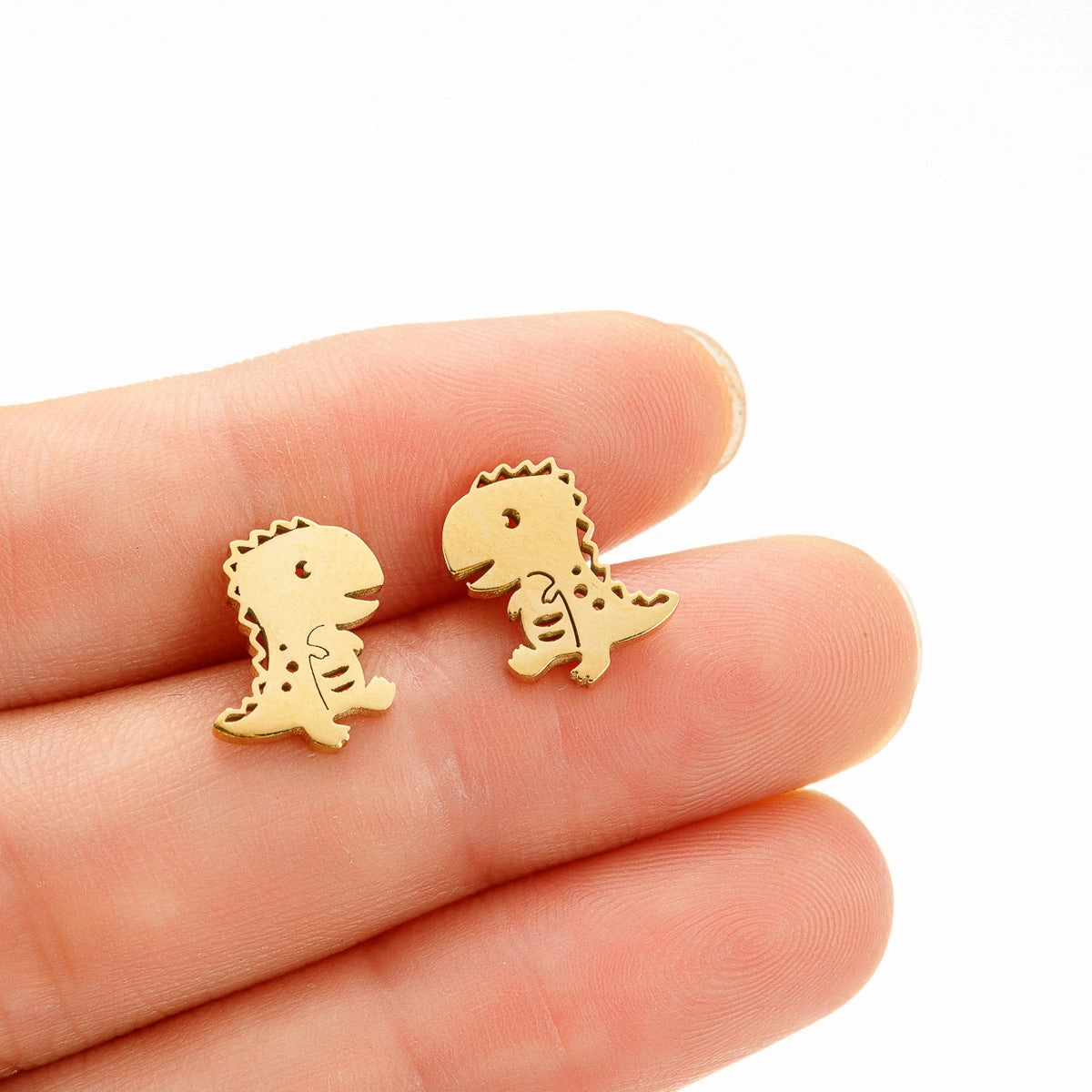 Wholesale Stainless Steel Mini Small Earrings Flower Dinosaur Halloween Skull Earrings