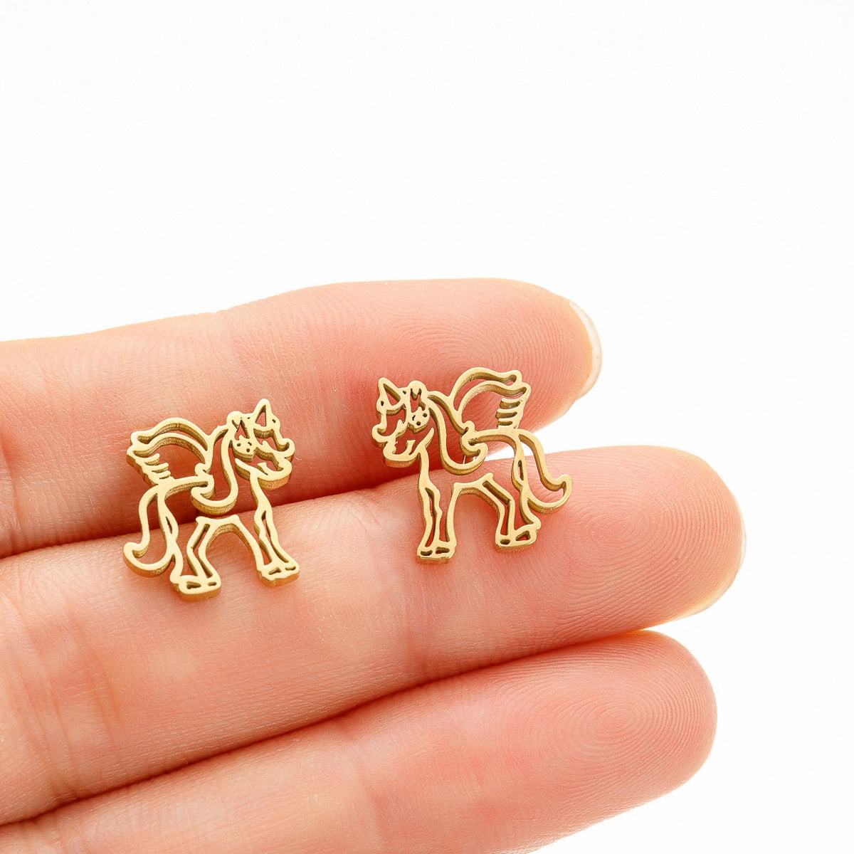 Wholesale Stainless Steel Mini Small Earrings Flower Dinosaur Halloween Skull Earrings