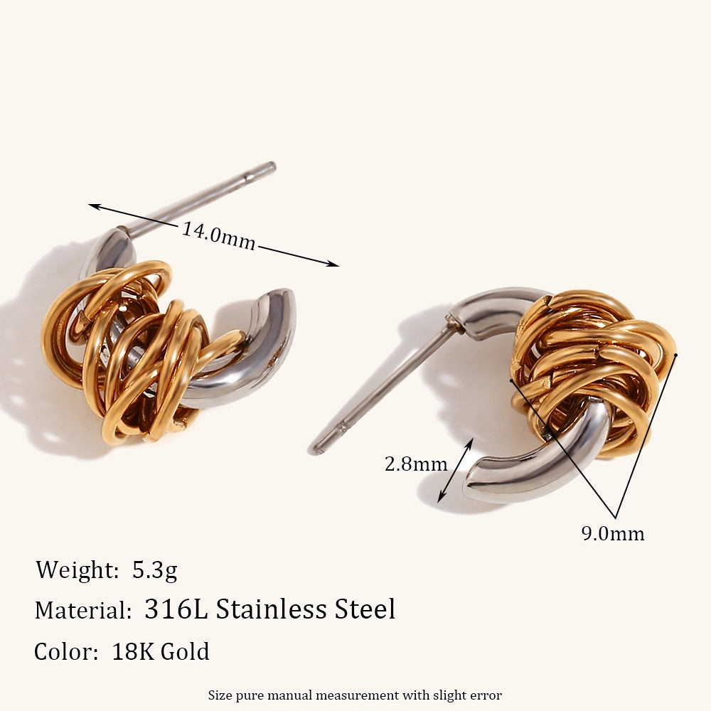 Wholesale Stainless Steel Mini Wrap C Shape Earrings