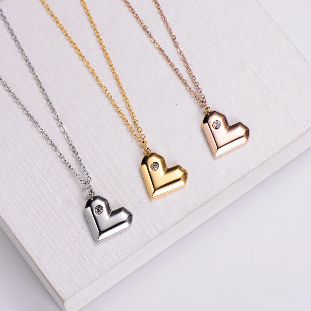 Wholesale Stainless Steel Mirror Diamond Necklace