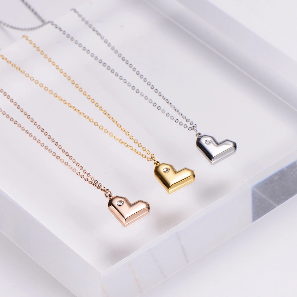 Wholesale Stainless Steel Mirror Diamond Necklace
