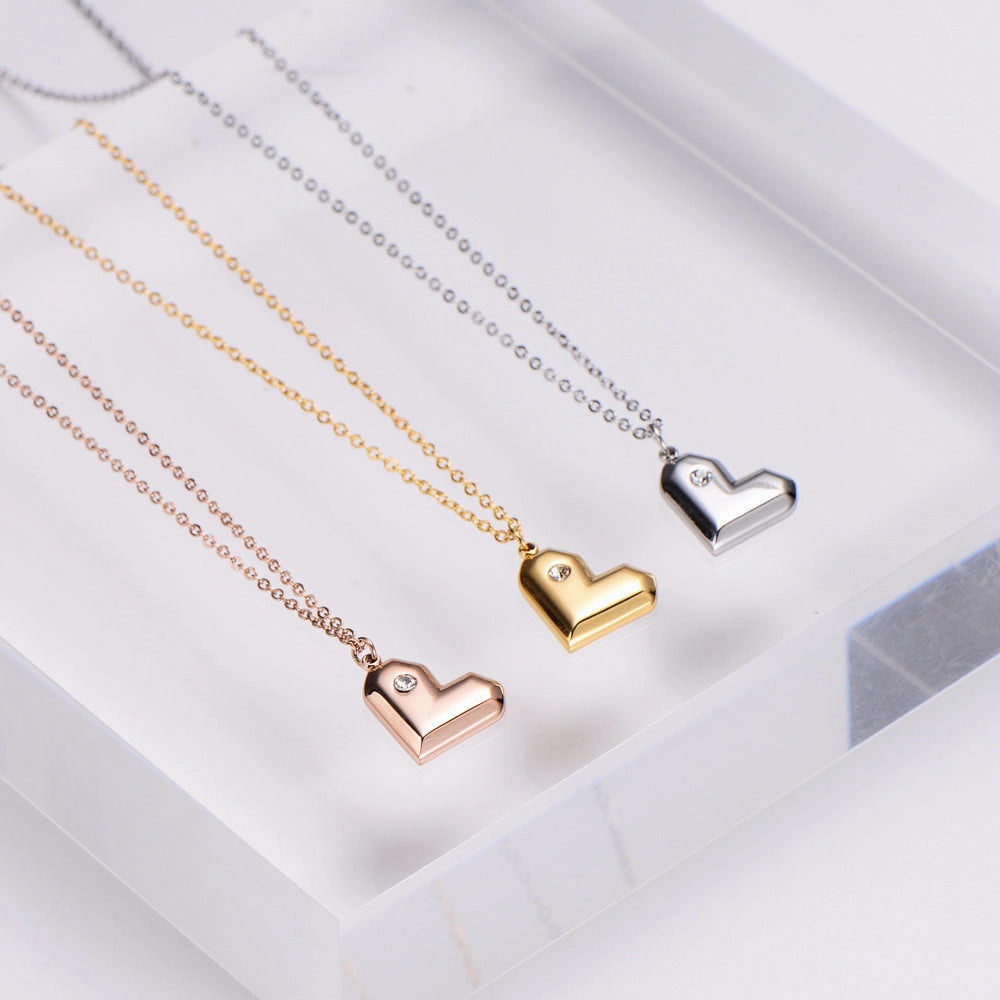 Wholesale Stainless Steel Mirror Diamond Necklace