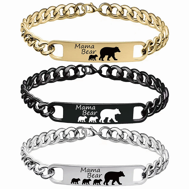 Wholesale Stainless Steel Mother's Day Bear Bracelet