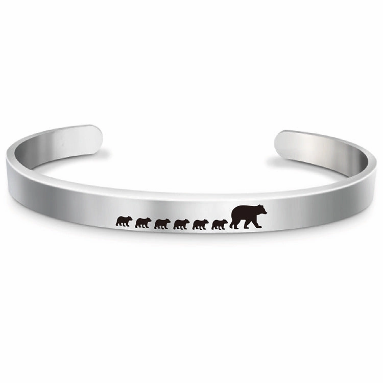 Wholesale Stainless Steel Mother's Day Bear Bracelet