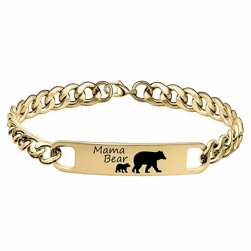 Wholesale Stainless Steel Mother's Day Bear Bracelet