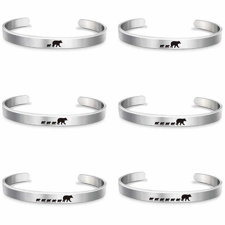 Wholesale Stainless Steel Mother's Day Bear Bracelet