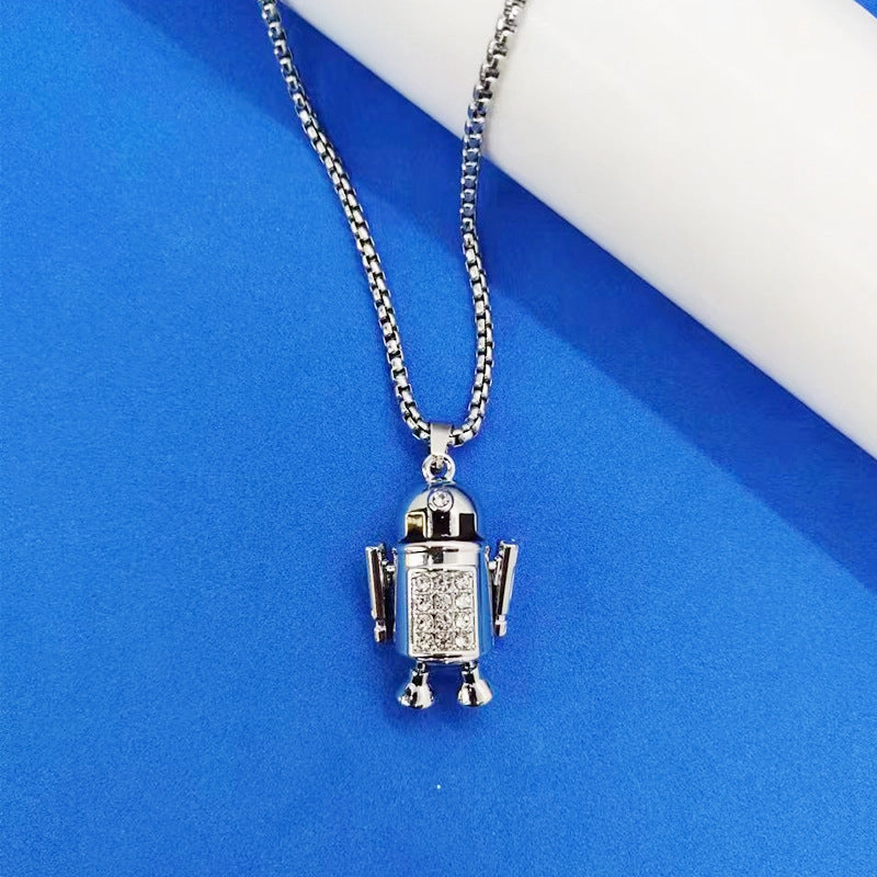 Wholesale Stainless Steel Movable Robot Pendant Creative Necklace