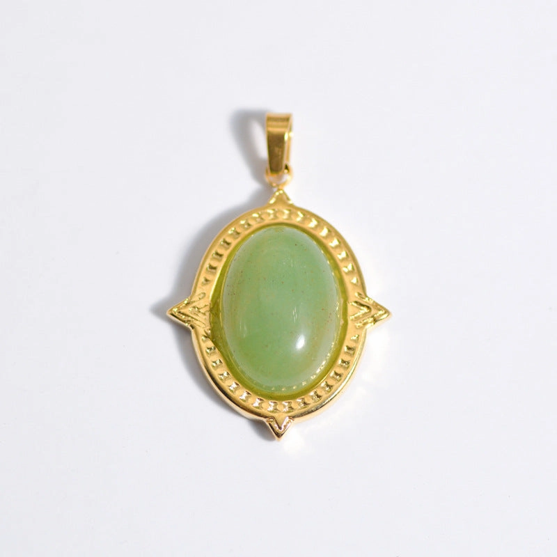 Wholesale Stainless Steel Natural Stone Oil Drop Necklace Jewelry