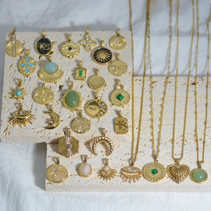 Wholesale Stainless Steel Natural Stone Oil Drop Necklace Jewelry