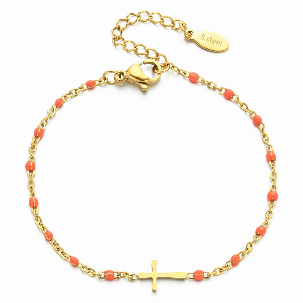 Wholesale Stainless Steel Oil Drip Cross Bracelet