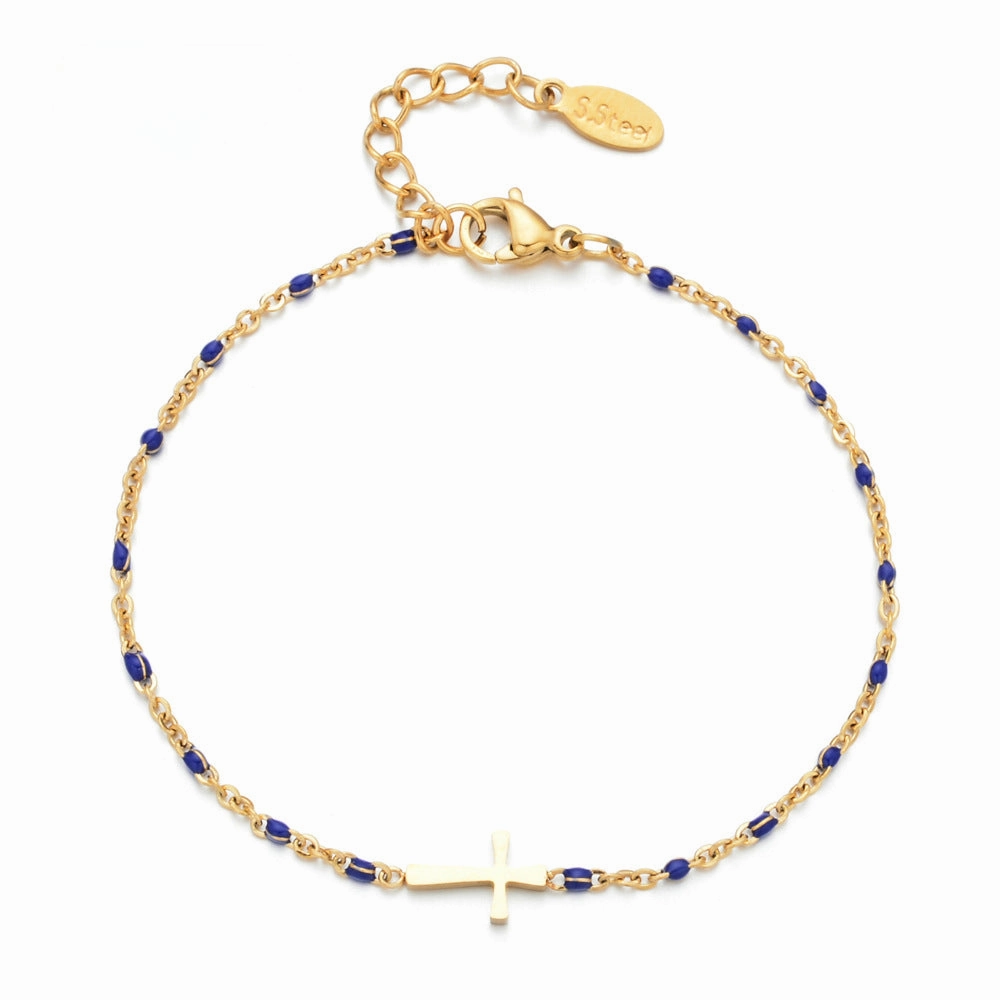 Wholesale Stainless Steel Oil Drip Cross Bracelet