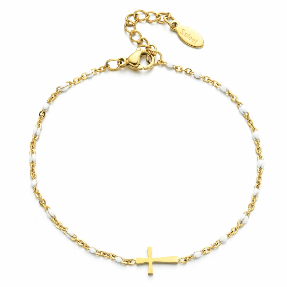 Wholesale Stainless Steel Oil Drip Cross Bracelet