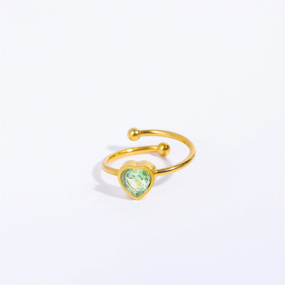 Wholesale Stainless Steel Open Heart Plated 18K Gold Ring