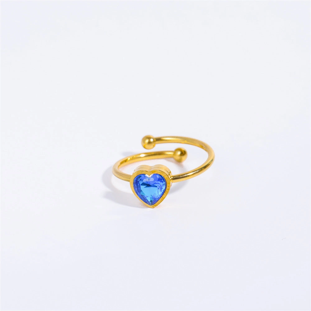 Wholesale Stainless Steel Open Heart Plated 18K Gold Ring