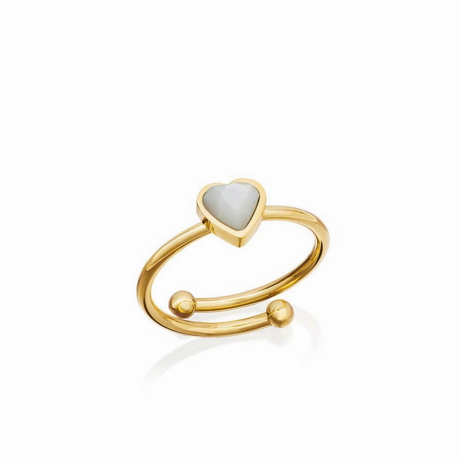 Wholesale Stainless Steel Open Heart Plated 18K Gold Ring