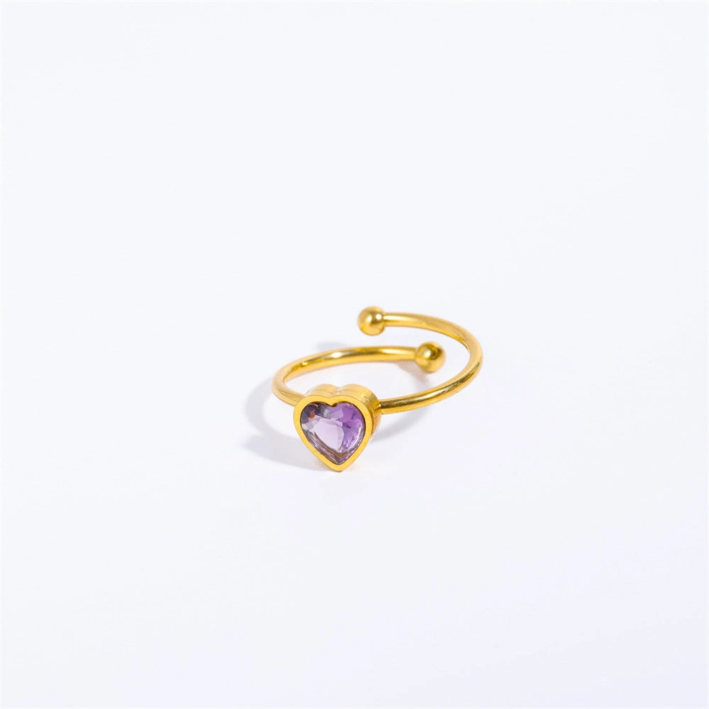 Wholesale Stainless Steel Open Heart Plated 18K Gold Ring