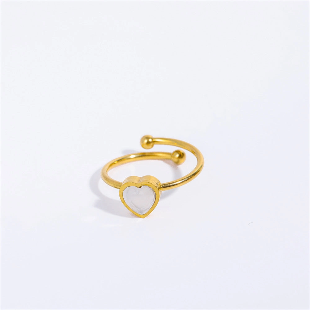 Wholesale Stainless Steel Open Heart Plated 18K Gold Ring