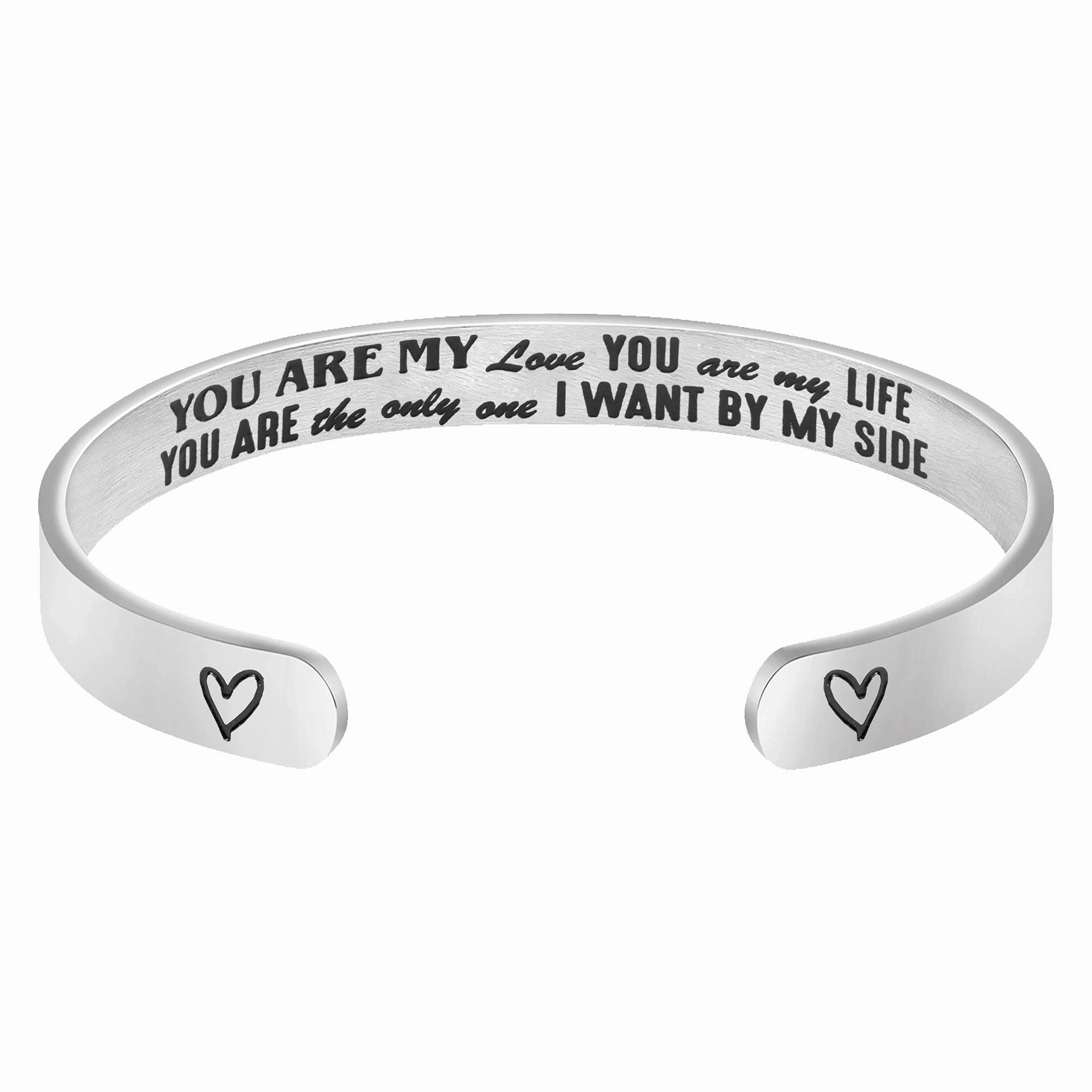 Wholesale Stainless Steel Opening Adjustable 8mm Type C Engraving Bracelet