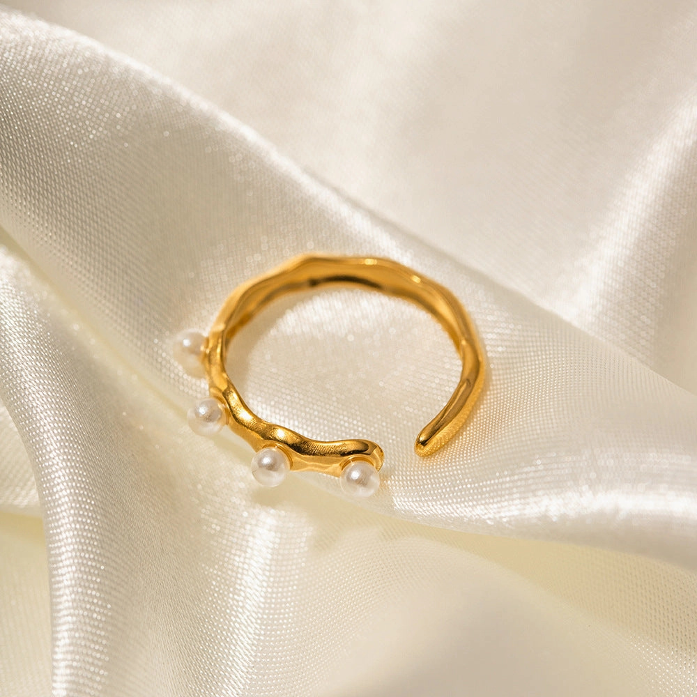 Wholesale Stainless Steel Pearl Open Ring