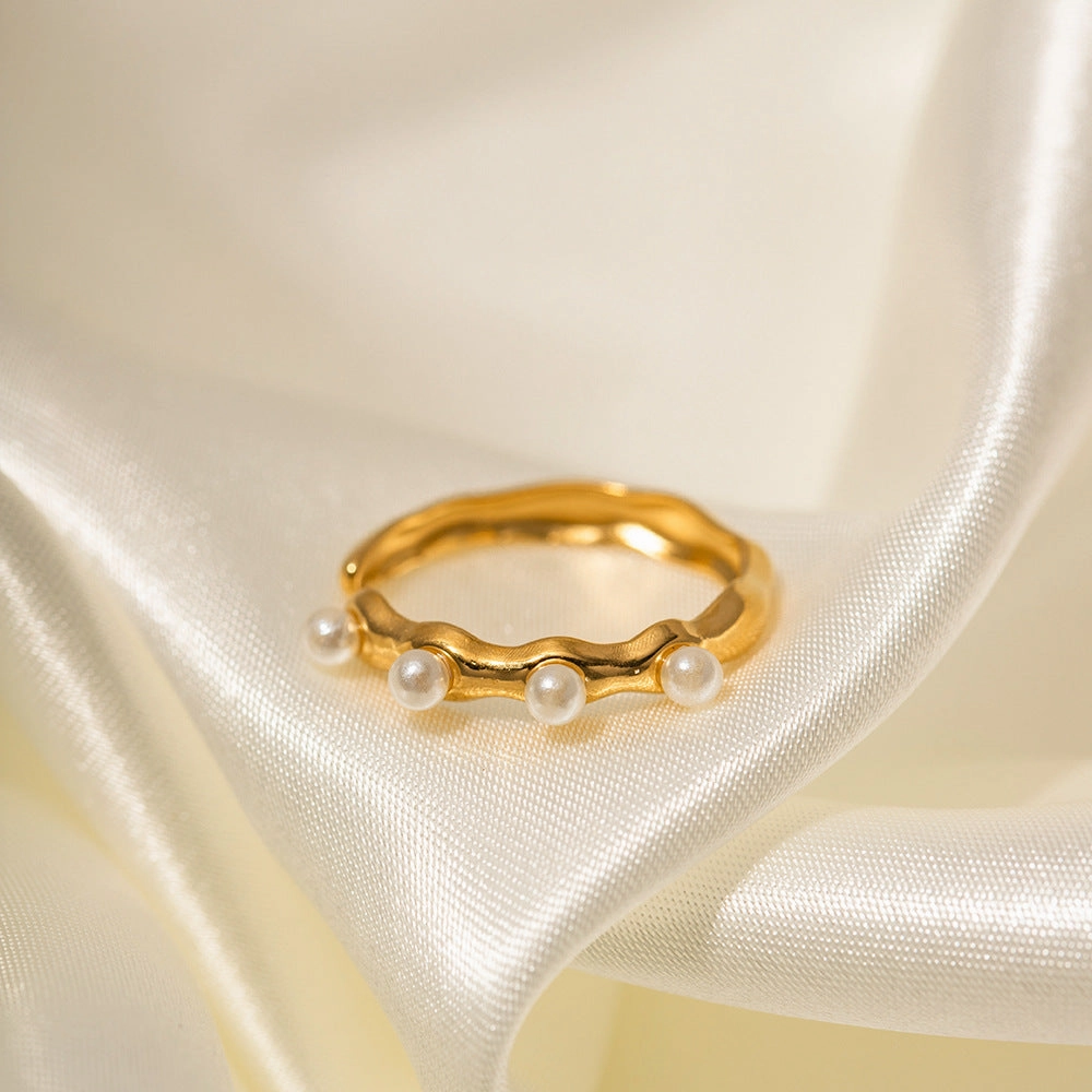 Wholesale Stainless Steel Pearl Open Ring
