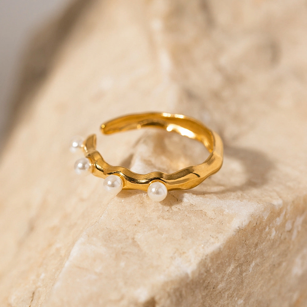 Wholesale Stainless Steel Pearl Open Ring