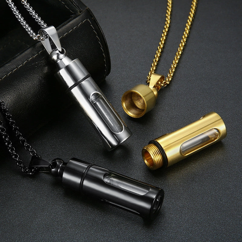 Wholesale Stainless Steel Perfume Bottle Pendant Creative Necklace