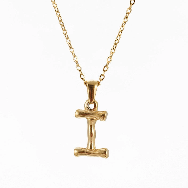 Wholesale Stainless Steel Plated 18K Bamboo Letter Necklace