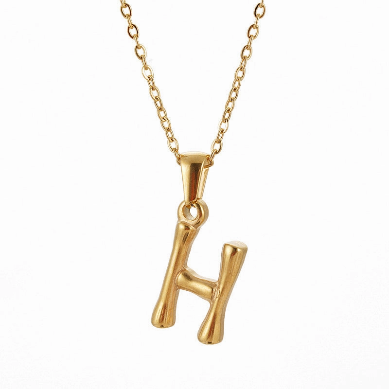 Wholesale Stainless Steel Plated 18K Bamboo Letter Necklace