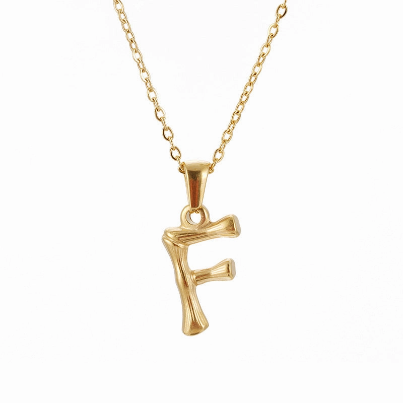 Wholesale Stainless Steel Plated 18K Bamboo Letter Necklace