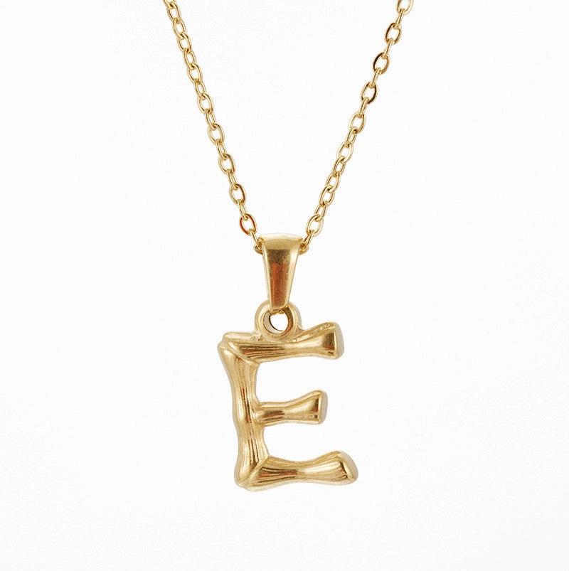Wholesale Stainless Steel Plated 18K Bamboo Letter Necklace