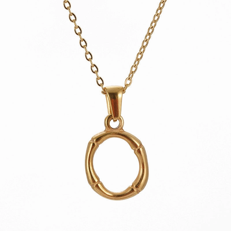 Wholesale Stainless Steel Plated 18K Bamboo Letter Necklace