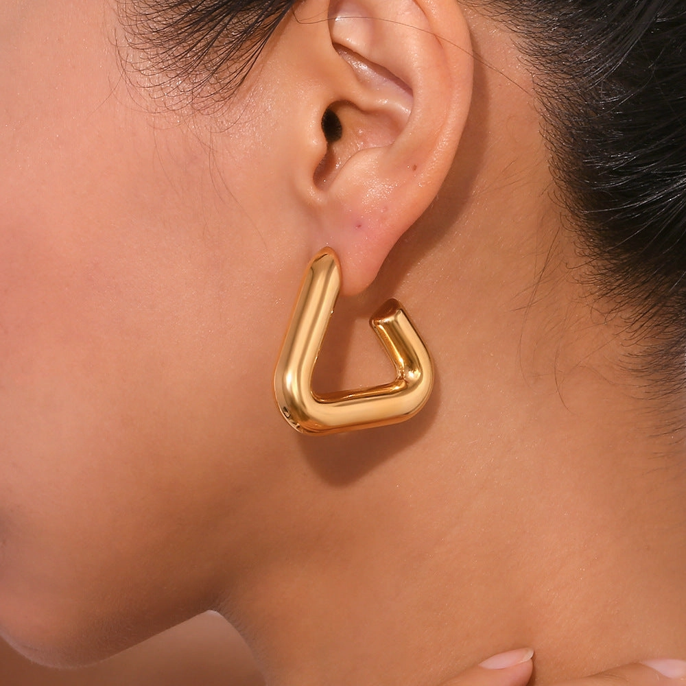 Wholesale Stainless Steel Plated 18K Gold Geometric Tripod Hollow Earrings